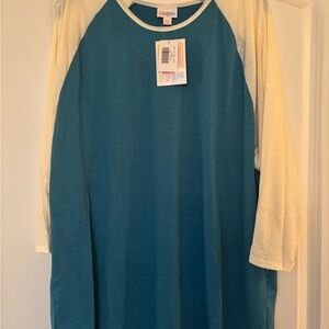 LuLaRoe Teal and Cream Randy Top